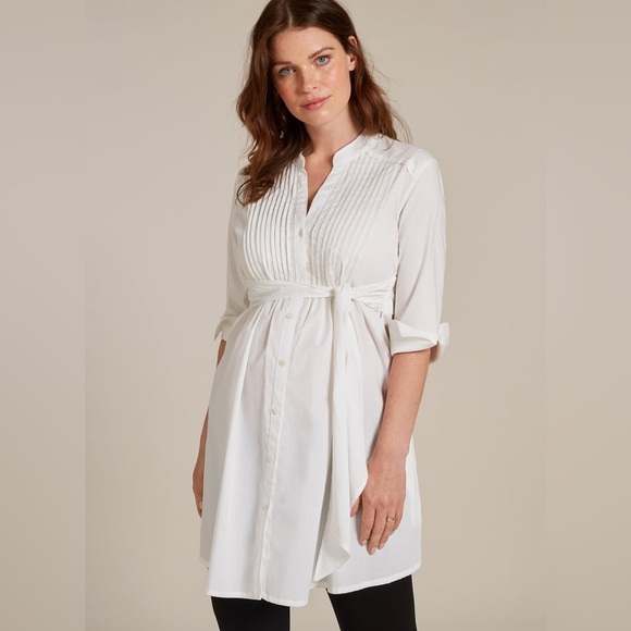 Isabella Oliver Libby Long Line Maternity Shirt - Picture 1 of 11